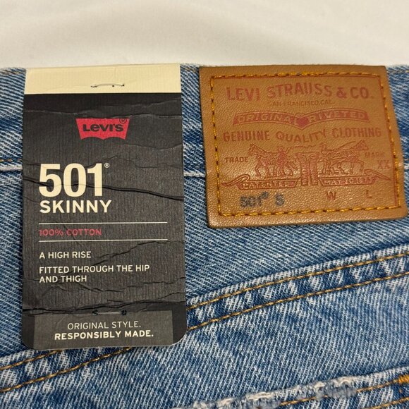 Levi's 501 Distressed High Rise Skinny Jeans - 28x28 - Picture 9 of 11